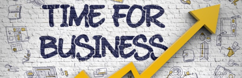 Time For Business - Increase Concept. Inscription on White Brickwall with Hand Drawn Icons Around. Time For Business - Increase Concept with Doodle Icons Around on the White Brick Wall Background.3d.